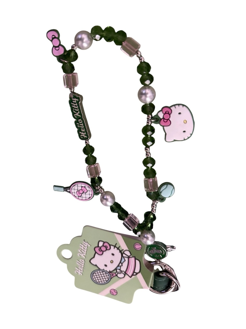 NWT Miniso Sanrio Hello Kitty Tennis Club Beaded Bag Charm - Picture 1 of 3